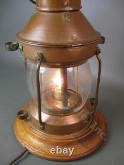 Vintage Anchor Tung Woo Electrified Copper 2 Bulb Lamp Nautical Ship Oil Lantern