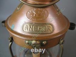Vintage Anchor Tung Woo Electrified Copper 2 Bulb Lamp Nautical Ship Oil Lantern