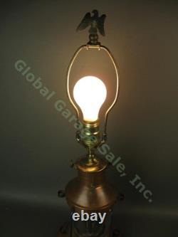Vintage Anchor Tung Woo Electrified Copper 2 Bulb Lamp Nautical Ship Oil Lantern