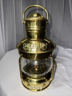 Vintage Antique 12 Masthead Nautical Polished Brass Kerosene Oil Lamp Lantern