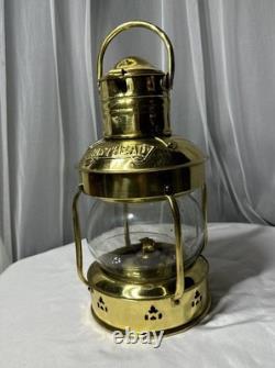 Vintage Antique 12 Masthead Nautical Polished Brass Kerosene Oil Lamp Lantern