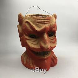 Vintage Antique 1930s Halloween Paper Mache Pulp FN Burt Devil Lantern