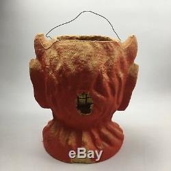 Vintage Antique 1930s Halloween Paper Mache Pulp FN Burt Devil Lantern