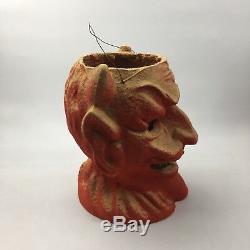 Vintage Antique 1930s Halloween Paper Mache Pulp FN Burt Devil Lantern