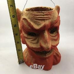 Vintage Antique 1930s Halloween Paper Mache Pulp FN Burt Devil Lantern