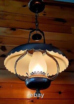Vintage/Antique 1950's-70s Rustic Country Western Lantern Style Chandelier Light