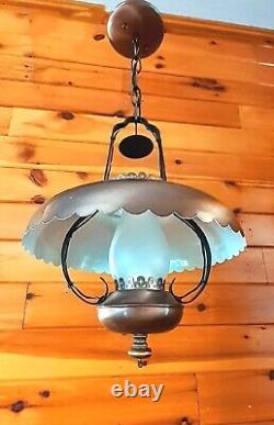 Vintage/Antique 1950's-70s Rustic Country Western Lantern Style Chandelier Light