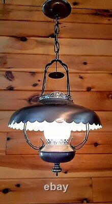 Vintage/Antique 1950's-70s Rustic Country Western Lantern Style Chandelier Light