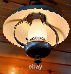 Vintage/Antique 1950's-70s Rustic Country Western Lantern Style Chandelier Light
