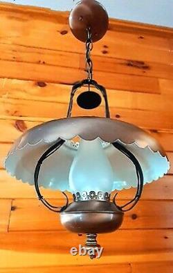 Vintage/Antique 1950's-70s Rustic Country Western Lantern Style Chandelier Light