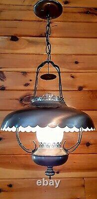 Vintage/Antique 1950's-70s Rustic Country Western Lantern Style Chandelier Light