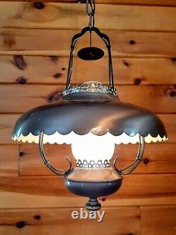 Vintage/Antique 1950's-70s Rustic Country Western Lantern Style Chandelier Light