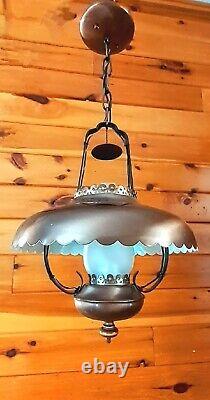 Vintage/Antique 1950's-70s Rustic Country Western Lantern Style Chandelier Light