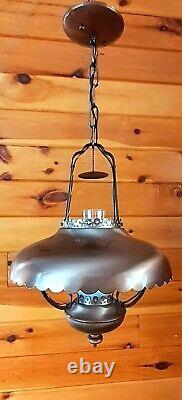 Vintage/Antique 1950's-70s Rustic Country Western Lantern Style Chandelier Light