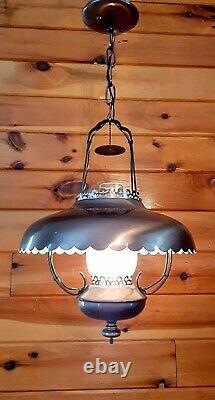 Vintage/Antique 1950's-70s Rustic Country Western Lantern Style Chandelier Light