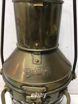 Vintage/Antique Anchor Nautical Brass&Glass Lantern 14 Tall