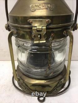 Vintage/Antique Anchor Nautical Brass&Glass Lantern 14 Tall
