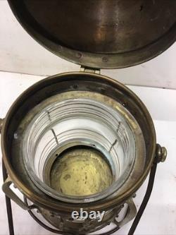 Vintage/Antique Anchor Nautical Brass&Glass Lantern 14 Tall
