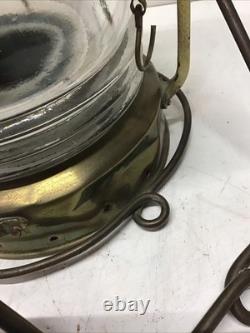Vintage/Antique Anchor Nautical Brass&Glass Lantern 14 Tall