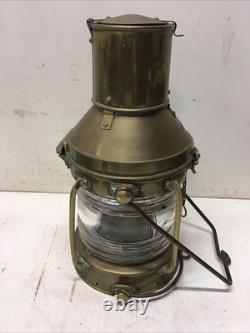 Vintage/Antique Anchor Nautical Brass&Glass Lantern 14 Tall
