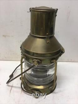 Vintage/Antique Anchor Nautical Brass&Glass Lantern 14 Tall