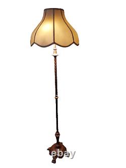 Vintage Antique Artistic Brass Floor Lamp All New Wiring & Paint & New Shade