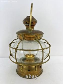 Vintage/Antique Brass & Glass Onion Globe Hanging Nautical Ships Lamp Lantern