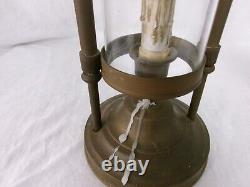 Vintage Antique Brass Pair Of Candle/round Glass Lanterns With Wood Candles