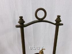 Vintage Antique Brass Pair Of Candle/round Glass Lanterns With Wood Candles