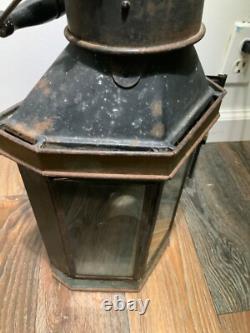 Vintage Antique Brass Ships Cabin Oil Lantern Empty