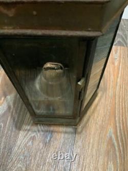 Vintage Antique Brass Ships Cabin Oil Lantern Empty