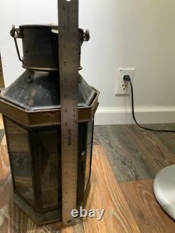 Vintage Antique Brass Ships Cabin Oil Lantern Empty