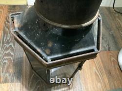 Vintage Antique Brass Ships Cabin Oil Lantern Empty