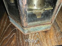 Vintage Antique Brass Ships Cabin Oil Lantern Empty