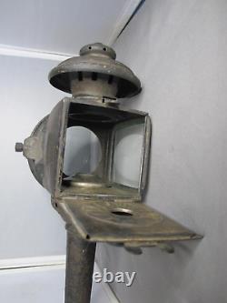 Vintage Antique Buggy Carriage Light Oil Lantern With Bevelled Glass