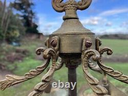 Vintage Antique Cast Brass Decorative Lantern Cut Glass Panels