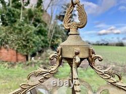 Vintage Antique Cast Brass Decorative Lantern Cut Glass Panels