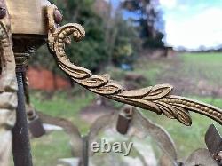 Vintage Antique Cast Brass Decorative Lantern Cut Glass Panels