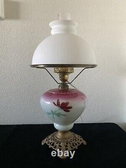 Vintage/ Antique Converted Oil Lamp Hand Painted