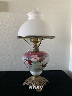 Vintage/ Antique Converted Oil Lamp Hand Painted