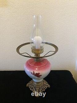 Vintage/ Antique Converted Oil Lamp Hand Painted