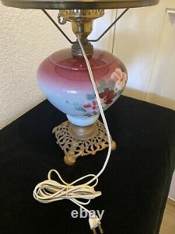 Vintage/ Antique Converted Oil Lamp Hand Painted