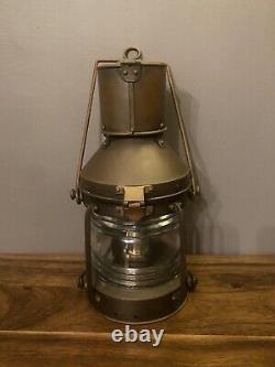 Vintage Antique Copper Brass Maritime Anchor Lantern Sherwood Ltd Oil Lamp