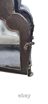 Vintage Antique Decorative Metal Wrought Iron And 4 Sided Glass Hammered Lantern