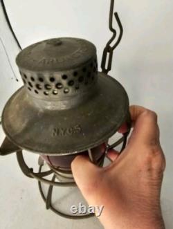 Vintage Antique Dressel Arlington, NJ Red Globe Railroad Lantern, Stamped 1979