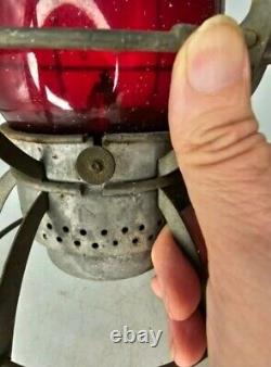 Vintage Antique Dressel Arlington, NJ Red Globe Railroad Lantern, Stamped 1979
