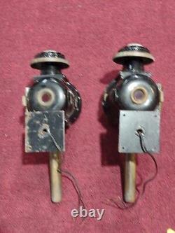 Vintage Antique Electrified Carriage Light Lantern Brass Coach Lamp