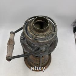 Vintage Antique Etched Brass Wood Handle Candle Lantern Maritime Lake Decor 13