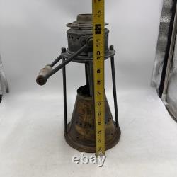 Vintage Antique Etched Brass Wood Handle Candle Lantern Maritime Lake Decor 13