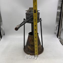 Vintage Antique Etched Brass Wood Handle Candle Lantern Maritime Lake Decor 13